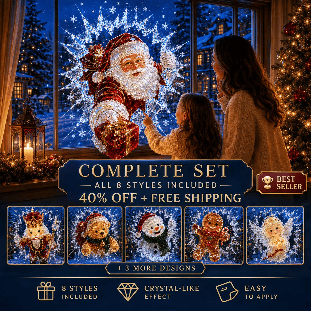 🔥HETEREA 49 % RABATT✨🎄Weihnachtsaufkleber mit Kristallmotiv, der einen Einbruch am Fenster vortäuscht – 3D-Fensterdekoration mit zerbrochenem Glas