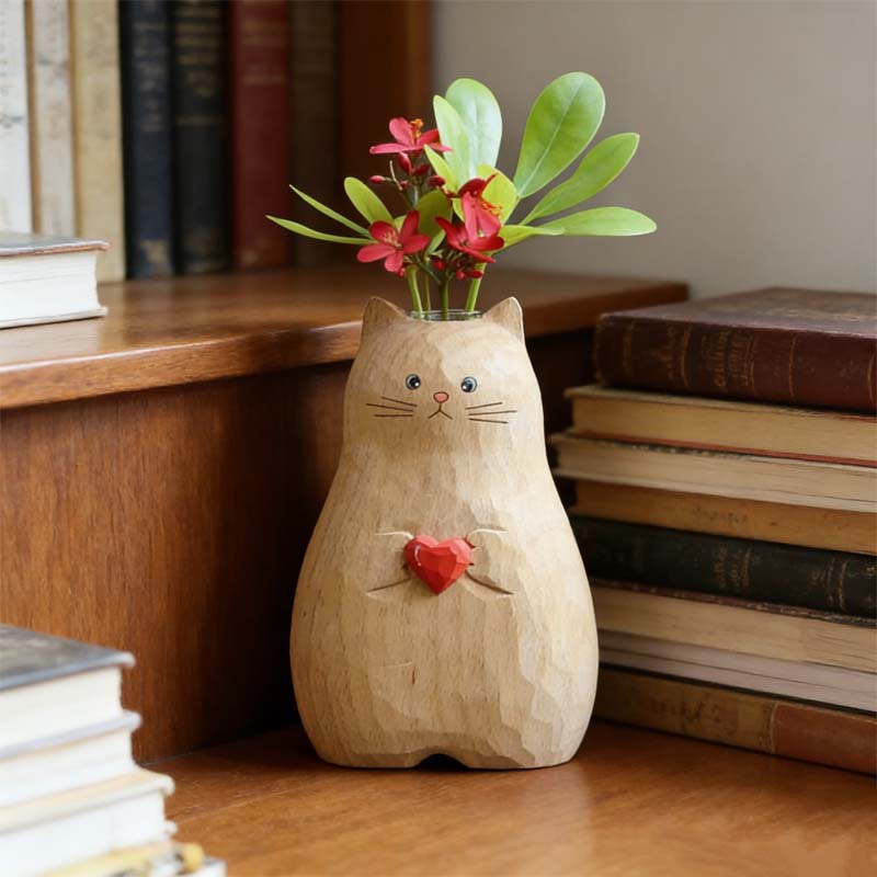 Dicke Katzenvase mit Herz