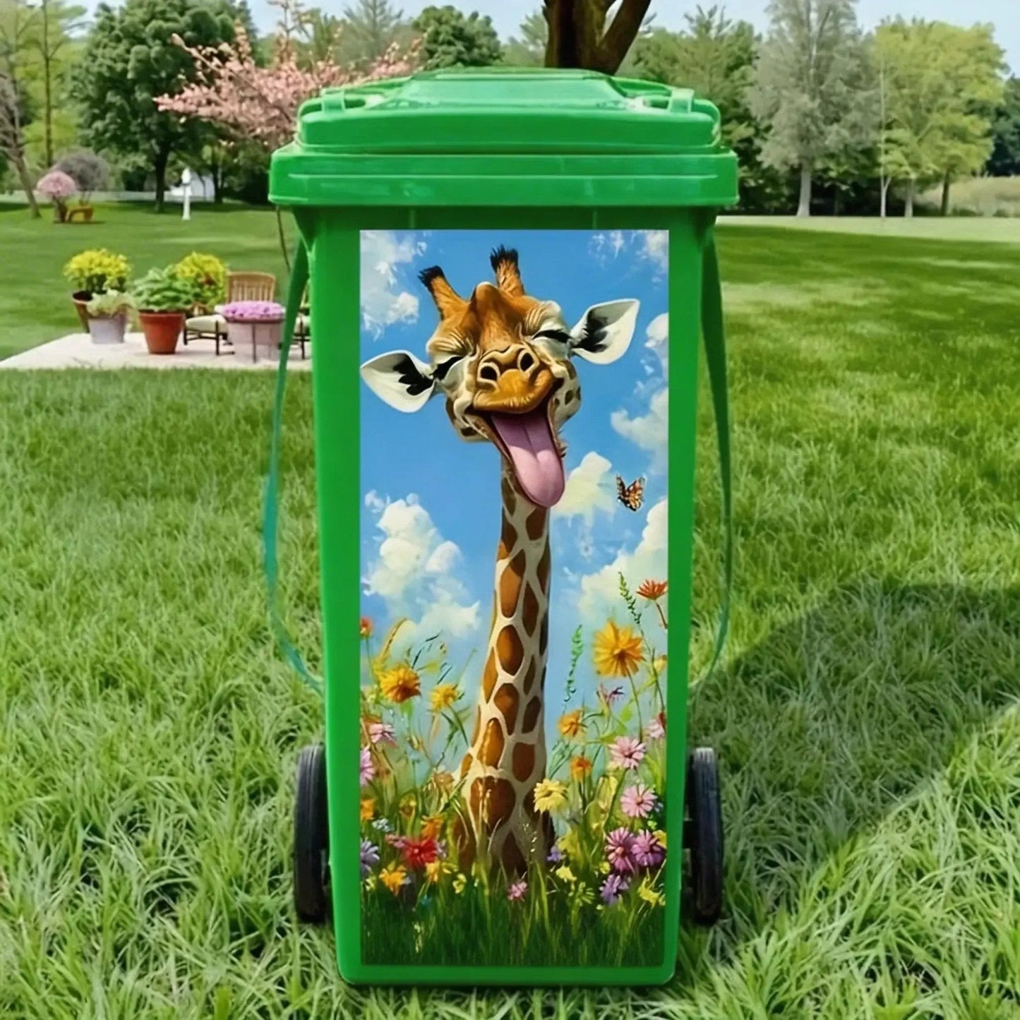 🦒🐯Kreativer Aufkleber für den Mülleimer mit farbenfrohem Comic-Motiv✨
