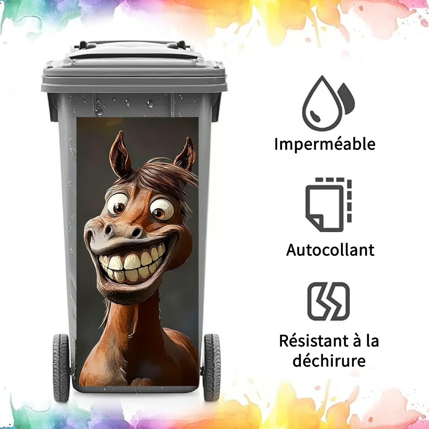 🦒🐯Kreativer Aufkleber für den Mülleimer mit farbenfrohem Comic-Motiv✨