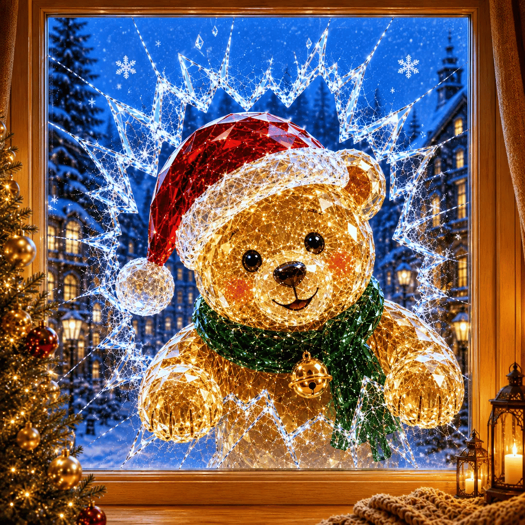🔥HETEREA 49 % RABATT✨🎄Weihnachtsaufkleber mit Kristallmotiv, der einen Einbruch am Fenster vortäuscht – 3D-Fensterdekoration mit zerbrochenem Glas