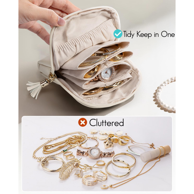 📢📢 50 % RABATT!! ⏰ Kleine Reisetasche für Schmuck mit Reißverschluss – kompakt, leicht zu transportieren und perfekt für Ringe, Ohrringe und Halsketten