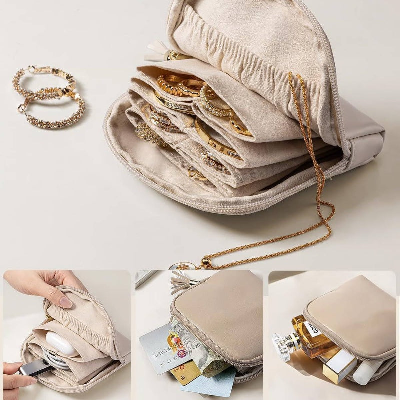 📢📢 50 % RABATT!! ⏰ Kleine Reisetasche für Schmuck mit Reißverschluss – kompakt, leicht zu transportieren und perfekt für Ringe, Ohrringe und Halsketten